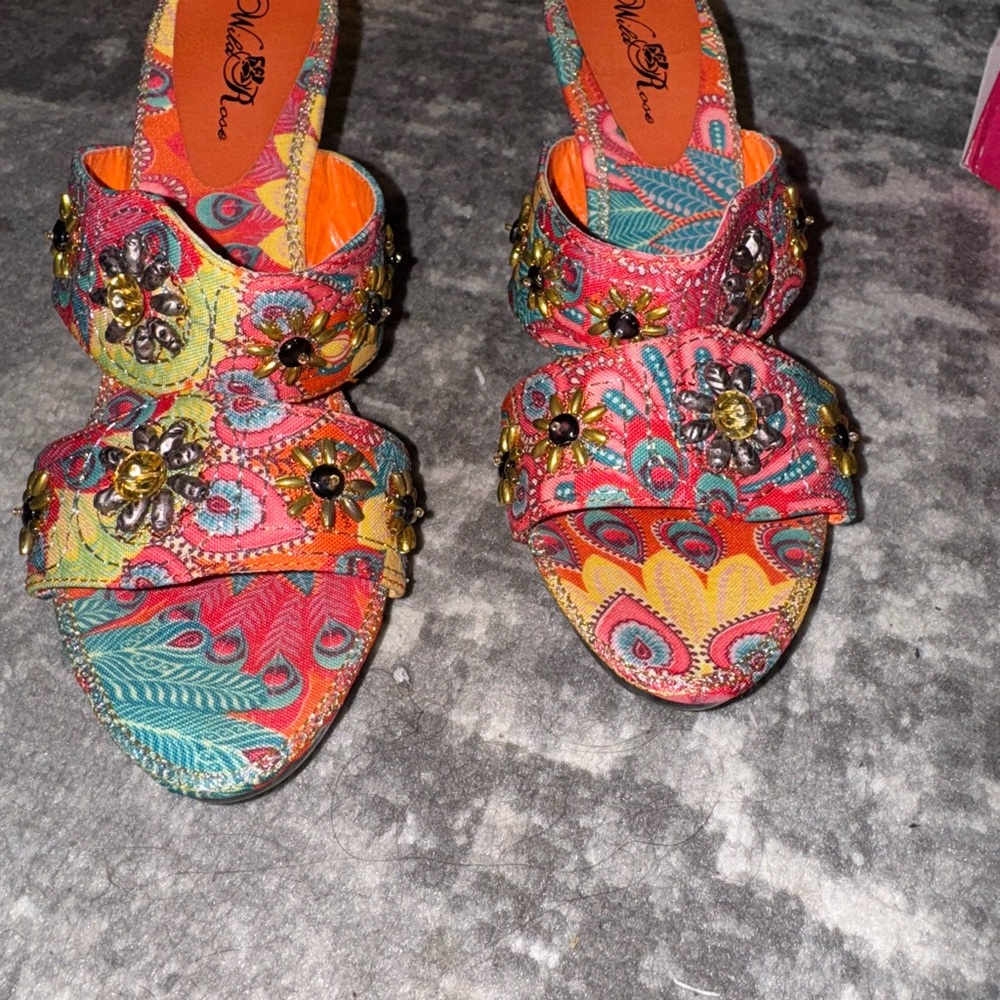 Wild Rose Red and Orange Sandals Vibrant Design